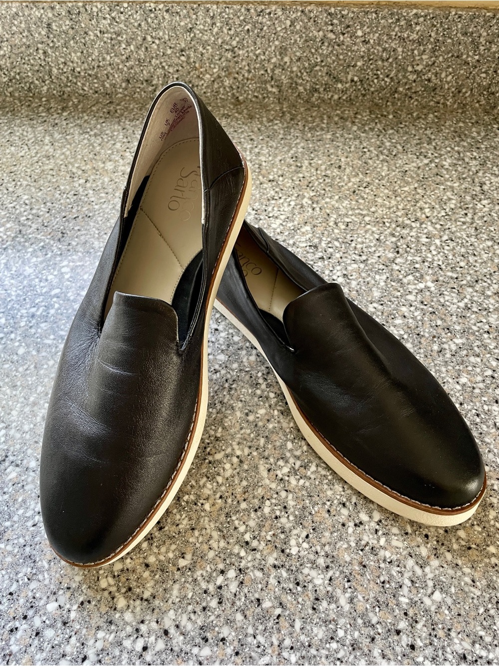 Sarto by Franco Sarto Black Leather Slip-On Loafers Women’s Size 10